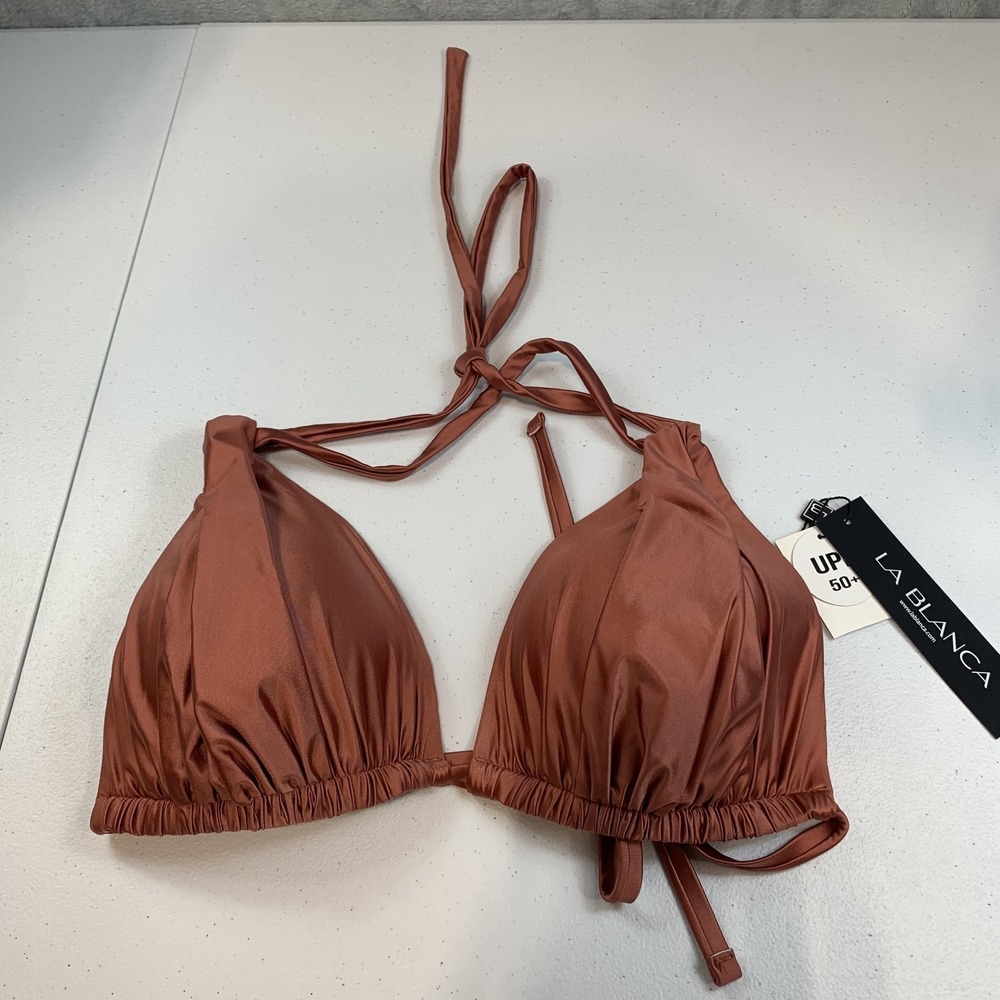 La Blanca Women's String Bikini Swim Top 12 Sienna Earth Goddess Halter Copper